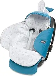 Premium Swaddling Blanket, Baby Seat, Baby First Equipment Made of Cotton for Car Seat, Cuddly Blanket for Prams with Footmuff Suitable for Maxi-COSI, Römer, Cybex - Ocean Blue