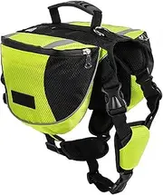 (L, Neon Green) - Lifeunion Polyester Dog Saddlebags Pack Hound Travel Camping Hiking Backpack Saddle Bag for Small Medium Large Dogs