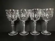 Crystal Gold Accent Goblet Set Of 4 Long Stem Wine Glasses - Made In France
