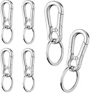6pcs Keychain Clip Key Ring, Ai-OUMLEEF Metal Keychain Holder,Heavy Duty Carabiner Keychain Quick Release Hooks Key Clip,for Hanging Backpack, Travel, Camping(Silver)