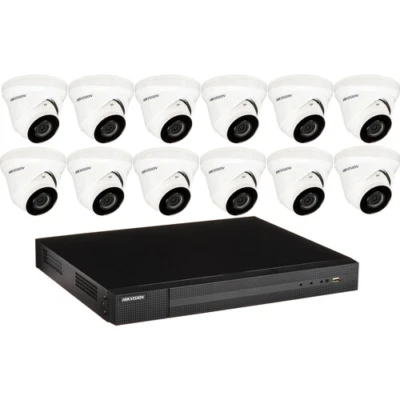 Hikvision 16-Channel 8MP NVR 4TB HDD & 12 4MP IR Turret Security Camera Kit