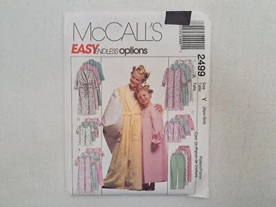 McCall's Pattern - Children's Robe, Nightgown, Top, & Pants XS-S #2499 - Uncut