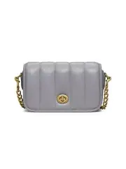 Coach Dinky 18 w Quilting Leather Crossbody Clutch ~NWT~ Gray C3843