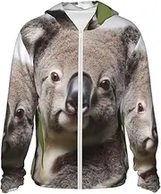 [LHBWCVN] UPF 50+ Light Jacket Full Zip Sun Protection Hoodie for Women Men Long Sleeve Koala Bear Sun Shirts