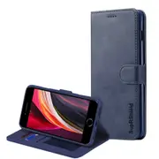 For Apple iPhone SE 2020 (2nd Gen) Case, SupRShield Wallet Leather Flip Magnetic Stand Case Cover For Apple (Navy Blue)