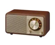 WR-7GW Wood Cabinet Mini Bluetooth Speaker FM Tuner Aux-in Gold Walnut Special