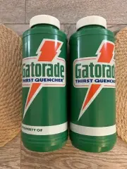 Lot Of 2 Vintage Gatorade Bottles “Thirst Quencher” Green “Property Of” Label