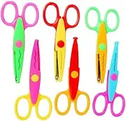 Jialeey Plastic Kids Design Safety Art Scissors Creative Crafts Scissors Paper Scrapbooking Decorative Wave Lace Edge Cutters Set 6 PCS