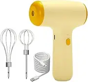 Household Cordless Electric Mixer, Portable USB Rechargeable Handheld Egg Beater, with 2 Removable Mixers 4 Speed Modes, Mini Mixer for Baking at Home Kitchen