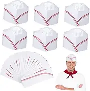 [Ciieeo] 20Pcs Disposable Paper Chef Hats Lightweight Restaurant Uniform Caps for Adults Retro Style Cooking Hats with Air for Parties Picnics and Themed Events White