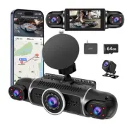 Dash Cam 360° Front and Rear View Car Camera 4 Channel FHD 4 * 1080P, Inside/...