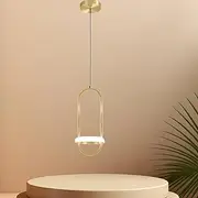 Modern Minimalist LED Pendant Light Chandelier Led 21W Hanging Linear Tube Light Gold Bedside Lamps for Bedroom Restaurant Living Room Kitchen Island Hanging Ceiling Lamp (Gold)