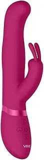 Vive Izara USB Rechargeable Silicone Rotating Beads G-Spot Rabbit Vibrator, Pink