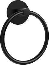 No Drilling Self Adhesive Towel Holder, Stainless Steel Towel Ring, Bathroom and Kitchen Towel Rack (Black)