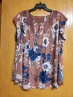 Mauve Pink Crochet Accent Floral Print Short Sleeve Top 2X. NWT Daniel Rainn