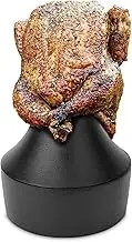 Outset 76633 Cast Iron Beer Can Chicken Stand, Garlic Roaster and Flavor Infuser, Black