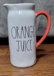Rae Dunn Orange Juice Pitcher White w/ Orange Handle Ceramic