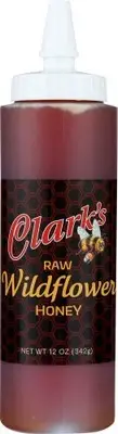 Clarks Honey Raw Wildflower Honey Cylinder 12.0 oz (Pack of 12)