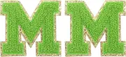 uxcell Chenille Letter Patches 2.2" Self Adhesive Letter M Stick on Embroidered Patch Sew on Letter Stickers Applique for Repairing Clothing Jeans Shoes Hats DIY(Green, Pack of 2)