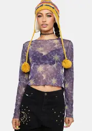 [Minga] Cosmos Mesh Crop Top