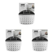 3x Boxsweden 3-Section 14cm Sink Mount Caddy Storage Organiser Holder White/Grey
