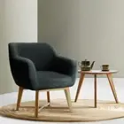 Lounge Tub Accent Armchair Upholstered Seat Single Seater Chair Rubber Wood Legs