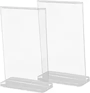 2Pcs Acrylic Sign Holders Double Sided Menu Stand Vertical Table Display for Office Restaurant Events Easy to Use Acrylic Frame for Menus and Pictures