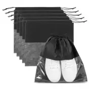 6 Pcs 12" Shoe Bags for Travel Dustproof Drawstring Bags Dust Cover Black