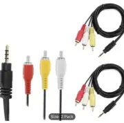 2PCSx 3ft (1/8") 3.5mm AUX Stereo to 3RCA Male Audio Cable Adapter (Pack of 2)