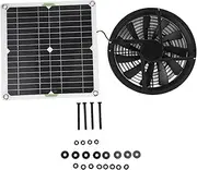 Solar Panel Fan Kit, 100W 12V 2A 10inch Waterproof Round Ventilation Case Exhaust Fan, 3000 RPM Portable Mini Ventilator for Chicken Coops, Greenhouse Shed, Pet House