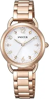 Citizen KP6-065-11 Wicca Solar Tech Waterproof Wristwatch with Pink Beige Replacement Strap 2-Way White Basic Model Pink, multicolor (pink/gold), Bracelet Type