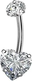 [OUFER] Titanium Belly Rings 14G G23 Solid Titanium Faceted Cubic Zirconia Navel Rings Belly Button Body Piercing Jewelry