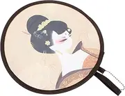 DONFAMDS Portable Round Folding Hand Fan Lightweight Convenient Foldable Fan for Summer Travel Exquisite Pattern Design for Dance Photography and Performance