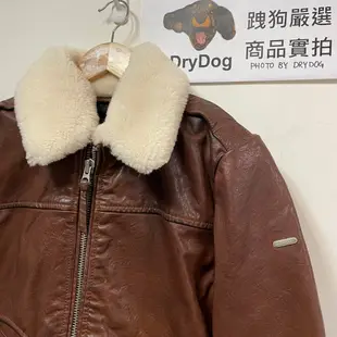 跩狗嚴選 極度乾燥 Superdry Aviator 軍裝 外套 復古牛皮 羊絨翻領 真皮 皮衣 短版 飛行夾克 咖啡色