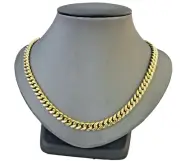 Real 14K Yellow Gold Royal Miami Cuban Chain 22" Long 7mm BOX LOCK Men Necklace