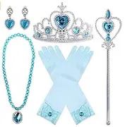 Princess Elsa Gloves Necklace Outfits Girls' Movie Cosplay Children's Day Masquerade