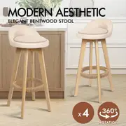 ALFORDSON 4x Kitchen Bar Stools Liam Wooden Swivel Bar Stool Chairs Beige