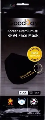 HappyLife KF94 BLACK Korean Face Mask Made in Korea Comfortable GoodDay