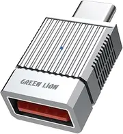 Green Lion 2-in-1 OTG 3.0 Adapter, USB-A to USB-C, Wide Compatibility, 10Gbps High Transfer Speed, Zinc Alloy Shell, Long-Term Use, 120W Power Delivery