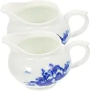 BRIGHTFUFU 2Pcs Ceramic Sauce Container Dripless Gravy Boat Milk Cup for Hot Cold Sauces Dressings and Broths Tableware for Kitchen and Catering