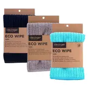 3x Clevinger Eco Wipe General Use Microfibre Cleaning Wipe 30x30cm Assorted