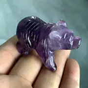 1.5" Natural Quartz Crystal Polar Bear Skull Hand Carved Reiki Healing Stone