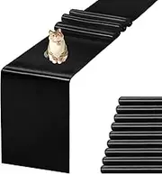 JEVIX 10 Pack Satin Table Runner 12 X 108 Inch Silk Table Runner for Party,Wedding, Birthday, Banquets,Decoration(Black)