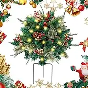 Prelit Planter Bushes - Holiday Planter Decorations, Urn Filler Christmas Outdoor, Urn Filler Christmas Outdoor, Lighted Artificial Xmas Pine Trees with Tripod Stake (1 pcs)