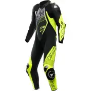 Audax D-Zip Perforated Black Yellow Fluo White 1PC Leather Motorcycle Suit