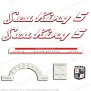 Fits Sea King 1953-1955 5HP Outboard Motor Engine Decals - Red Outline