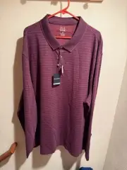 Jos A Bank 3xL Long Sleeve Polo Maroon,Quick Dry, Anti-microbial,easy Clean,cute