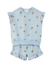 Miles The Label Girls' Sunflower Print Top & Shorts Set - Baby