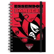 Essendon Bombers AFL A4 Spiral Hard Cover Mascot Notebook