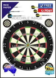 Dartboard Edible Rice Paper Image Cake Topper Personalised Birthday Party 19cm